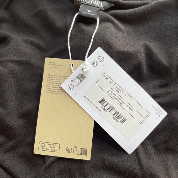 NWT Monki Black Mesh Ruffle Detail Midi Dress Whimsygoth Y2K Goth Size XS - Picture 9 of 11